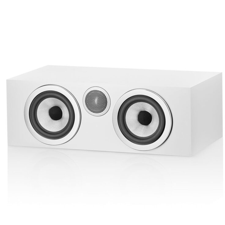 bowers and wilkins htm72 s3 center channel speaker white side view