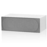 bowers and wilkins htm72 s3 center channel speaker white side view with grille