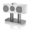 bower & wilkins HTM81 d4 Center Channel speaker white side view with grille and stand