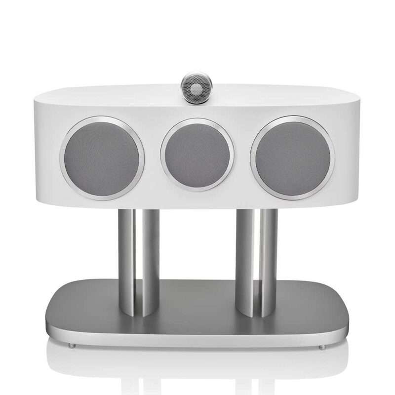 bower & wilkins HTM82 d4 Center Channel speaker white front view with stand and grille