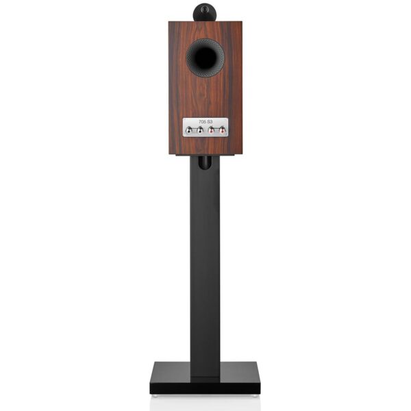 bowers and wilkins 705 s3 bookshelf rear view mocha with stand