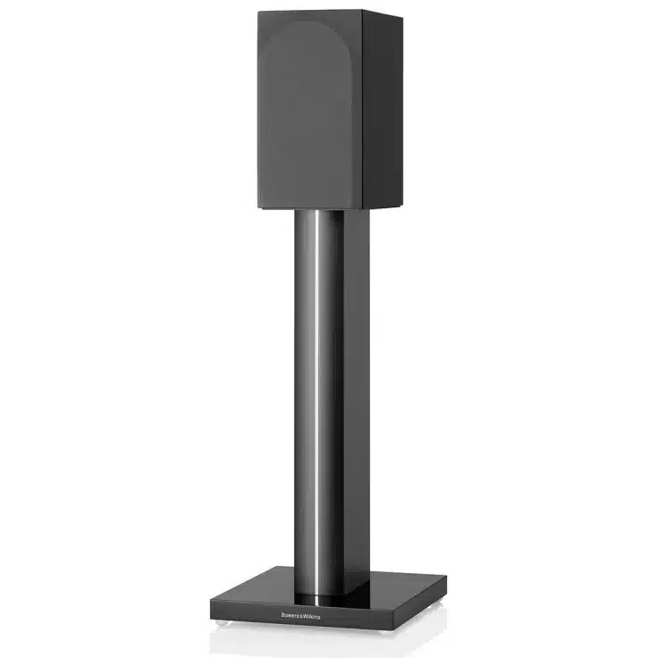 bowers and wilkins 707 s3 bookshelf side view with stand and grille