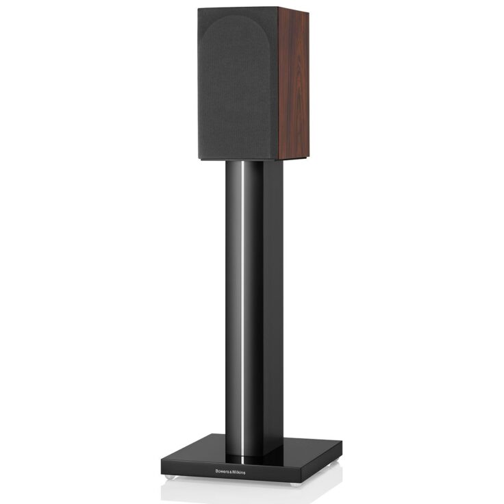 bowers and wilkins 707 s3 bookshelf side view with stand mocha