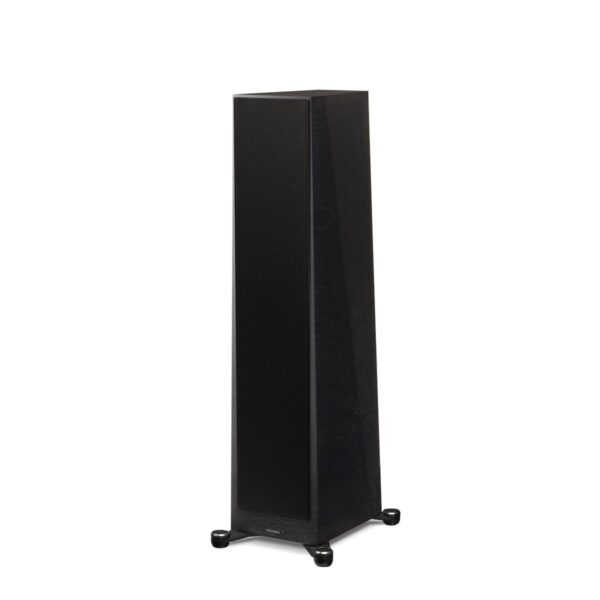 Paradigm Founder 100F Floor Standing Speakers - black walnut angled front view with cover