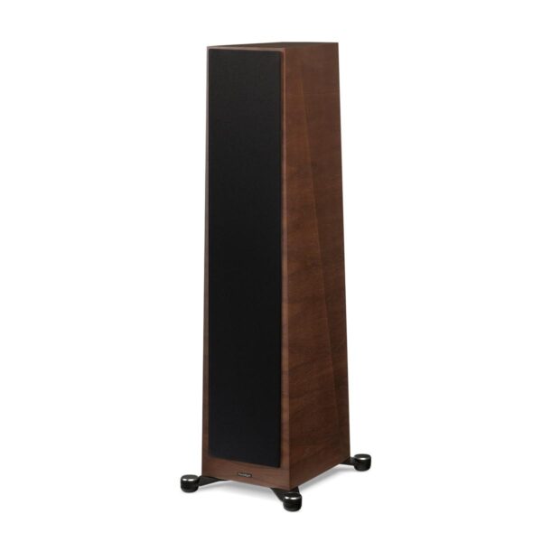 Paradigm Founder 120H Floor Standing Speakers - walnut front view angled with cover