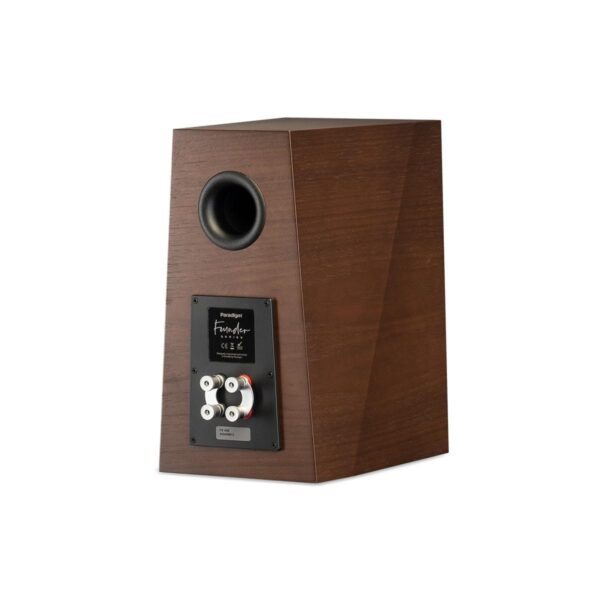 Paradigm Founder 40B Bookshelf Speakers walnut back view angled