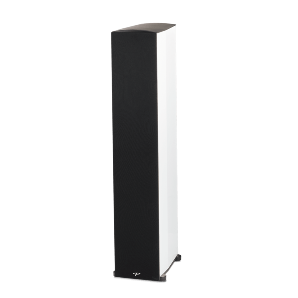 Paradigm Premier 800F Floor Standing Speakers white front angled view with grill